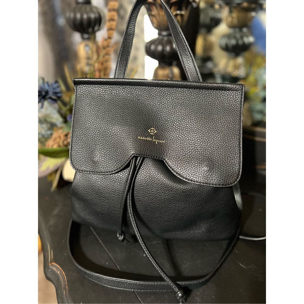 Nanette Lepore Black Pebbled Vegan Leather Backpack